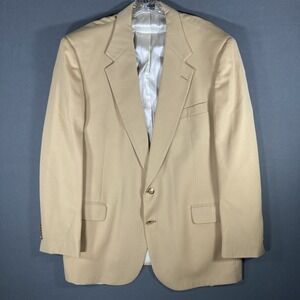 Botany 500 100% Pure Wool Blazer Beige‎ Size 46 Made In USA Gold Buttons